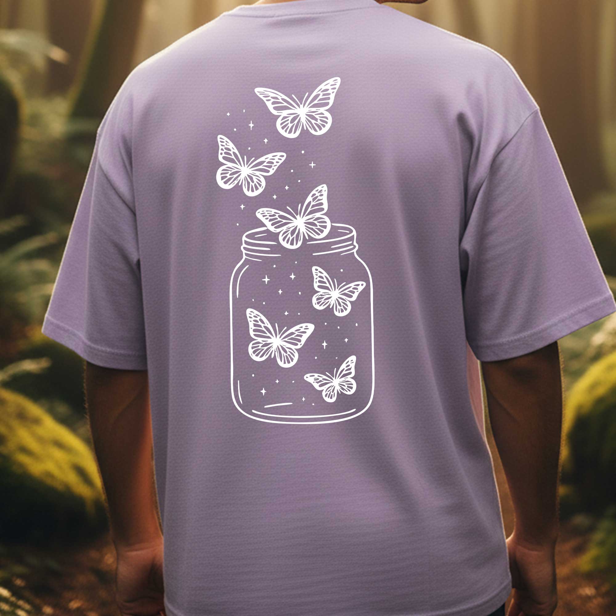 Premium Oversized Butterfly Jar 🦋 – Lavender T-Shirt 💜