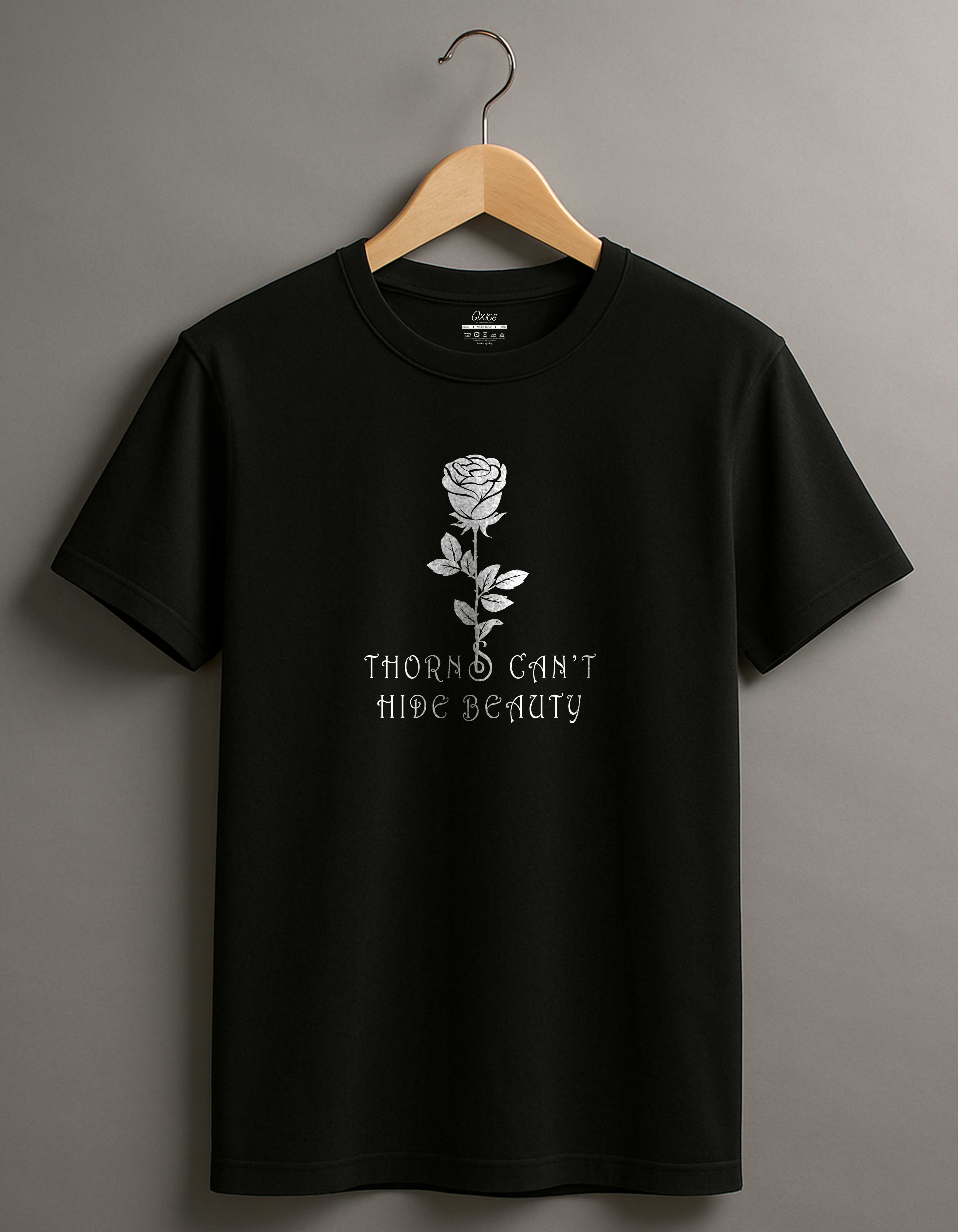 Thorns Can’t Hide Beauty🌹 – Premium Oversized Black T-Shirt