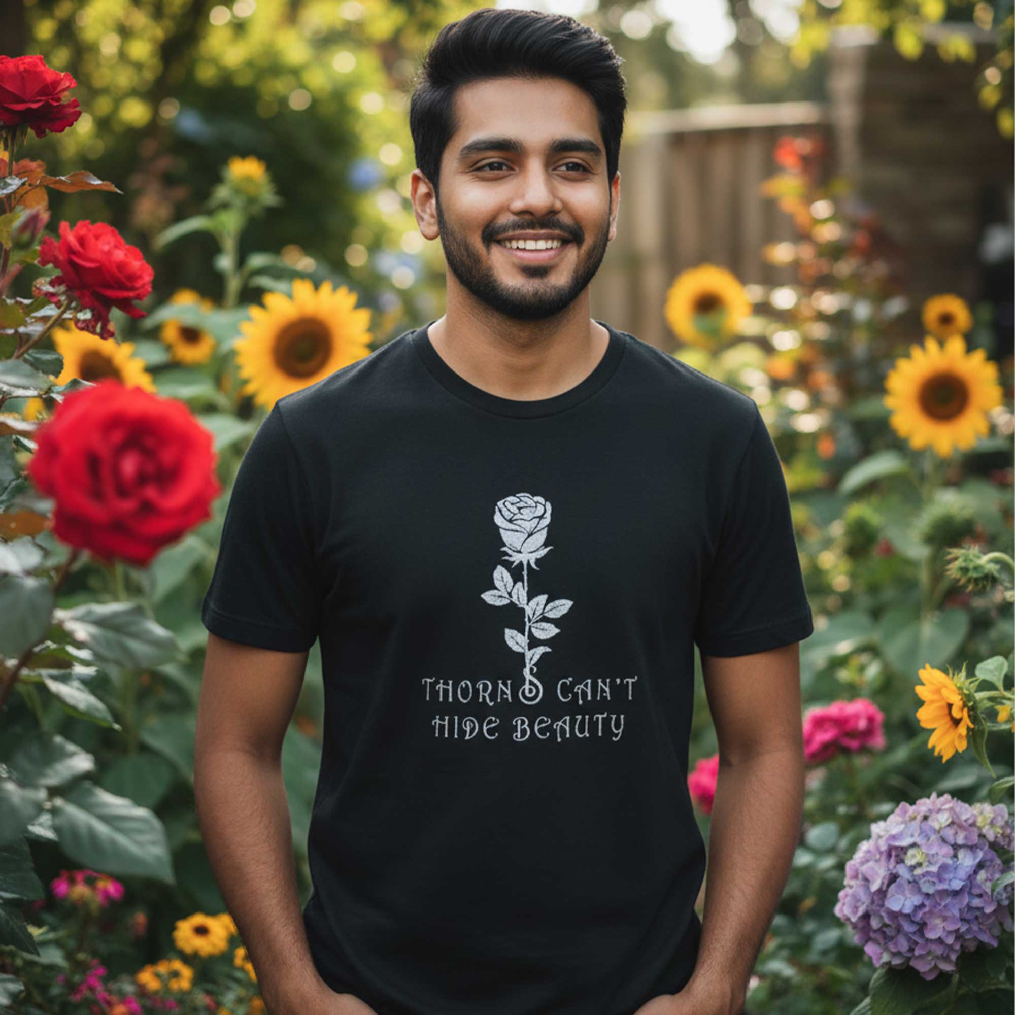 Thorns Can’t Hide Beauty🌹 – Premium Oversized Black T-Shirt