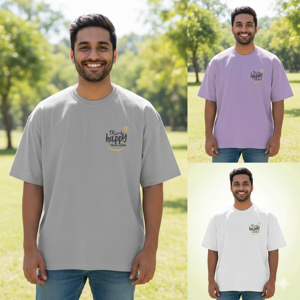 Oversized "Think Happy Thoughts" T-Shirt | Premium