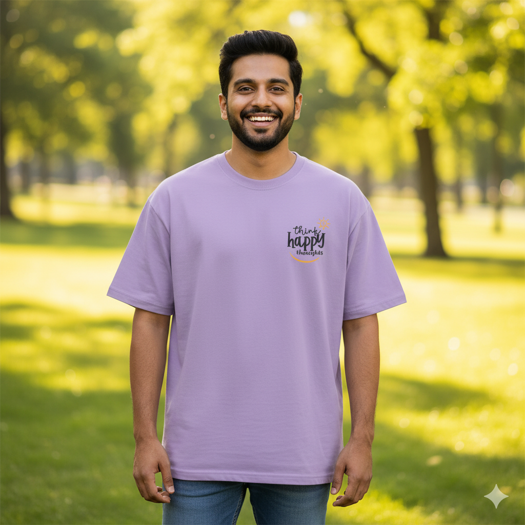 Oversized "Think Happy Thoughts" T-Shirt | Premium