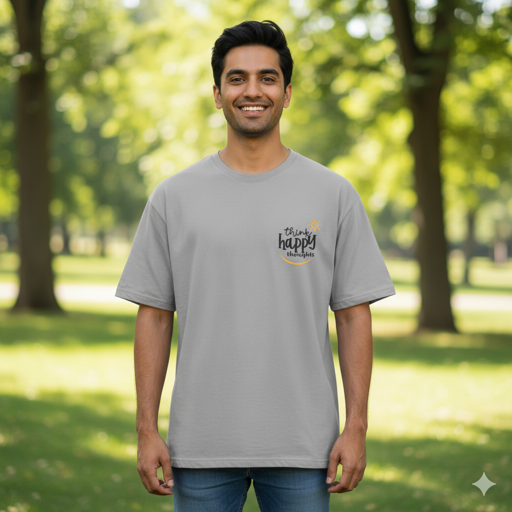 Oversized "Think Happy Thoughts" T-Shirt | Premium