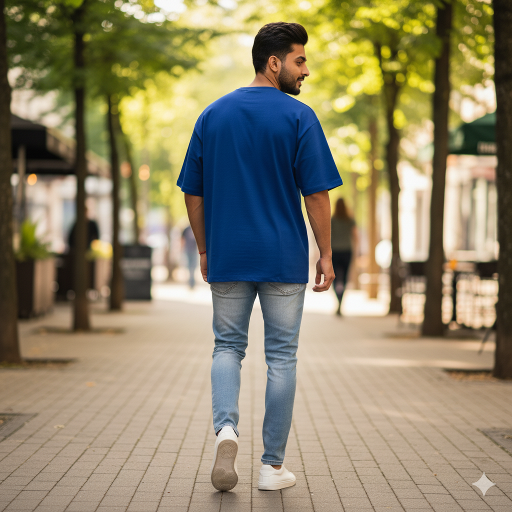 Premium Oversized Blue T-Shirt for Men