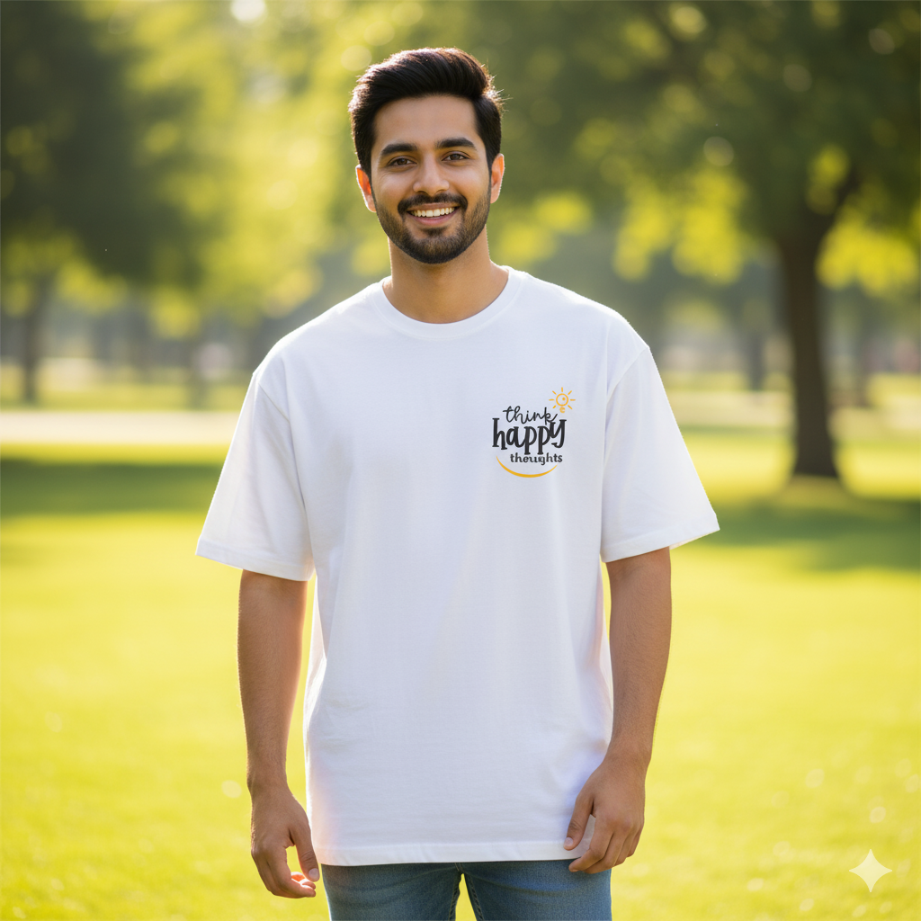 Oversized "Think Happy Thoughts" T-Shirt | Premium