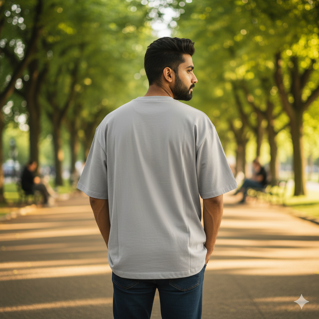 Light Grey Oversized Premium Cotton T-Shirt