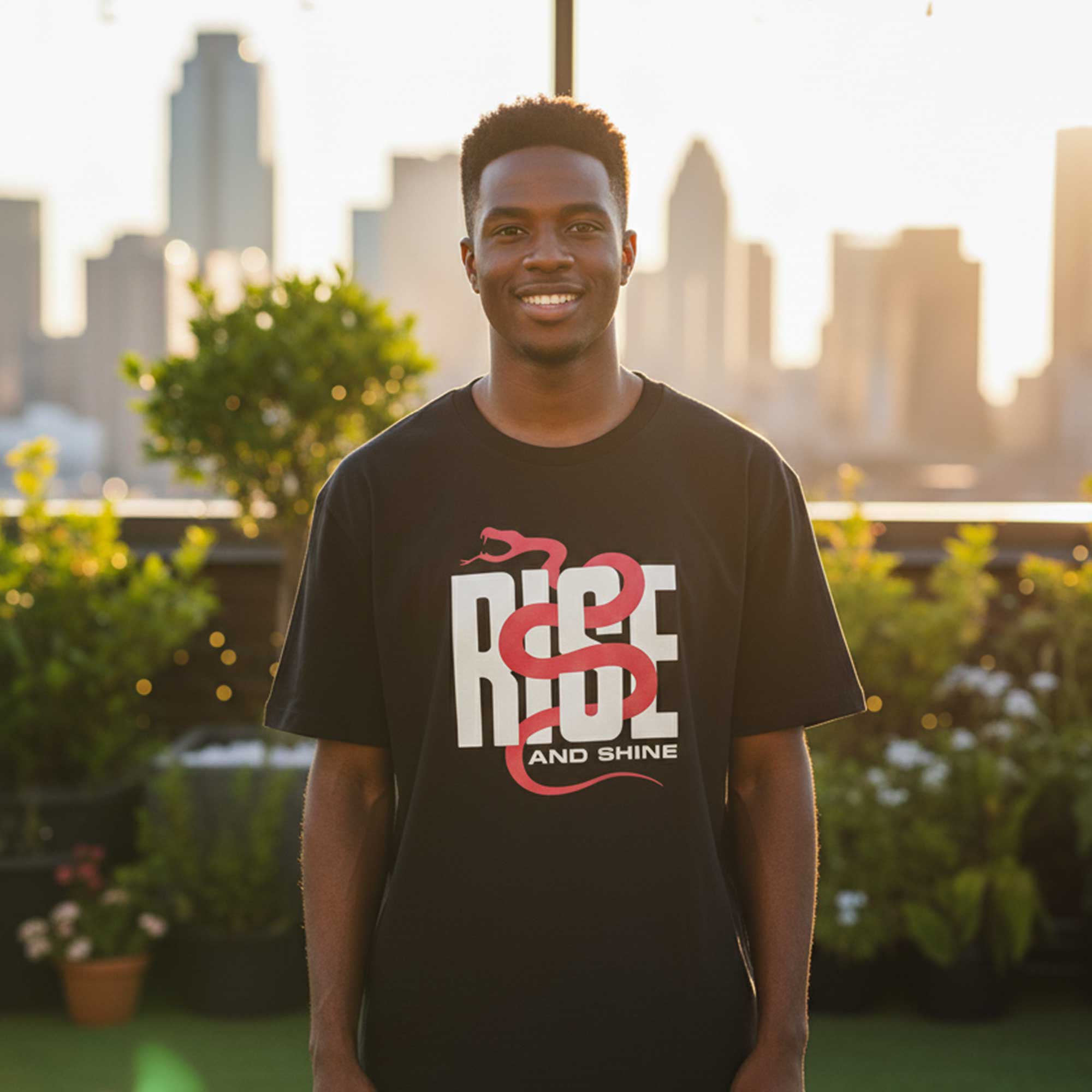 Rise and Shine💪🔥 – Premium Oversized Black T-Shirt