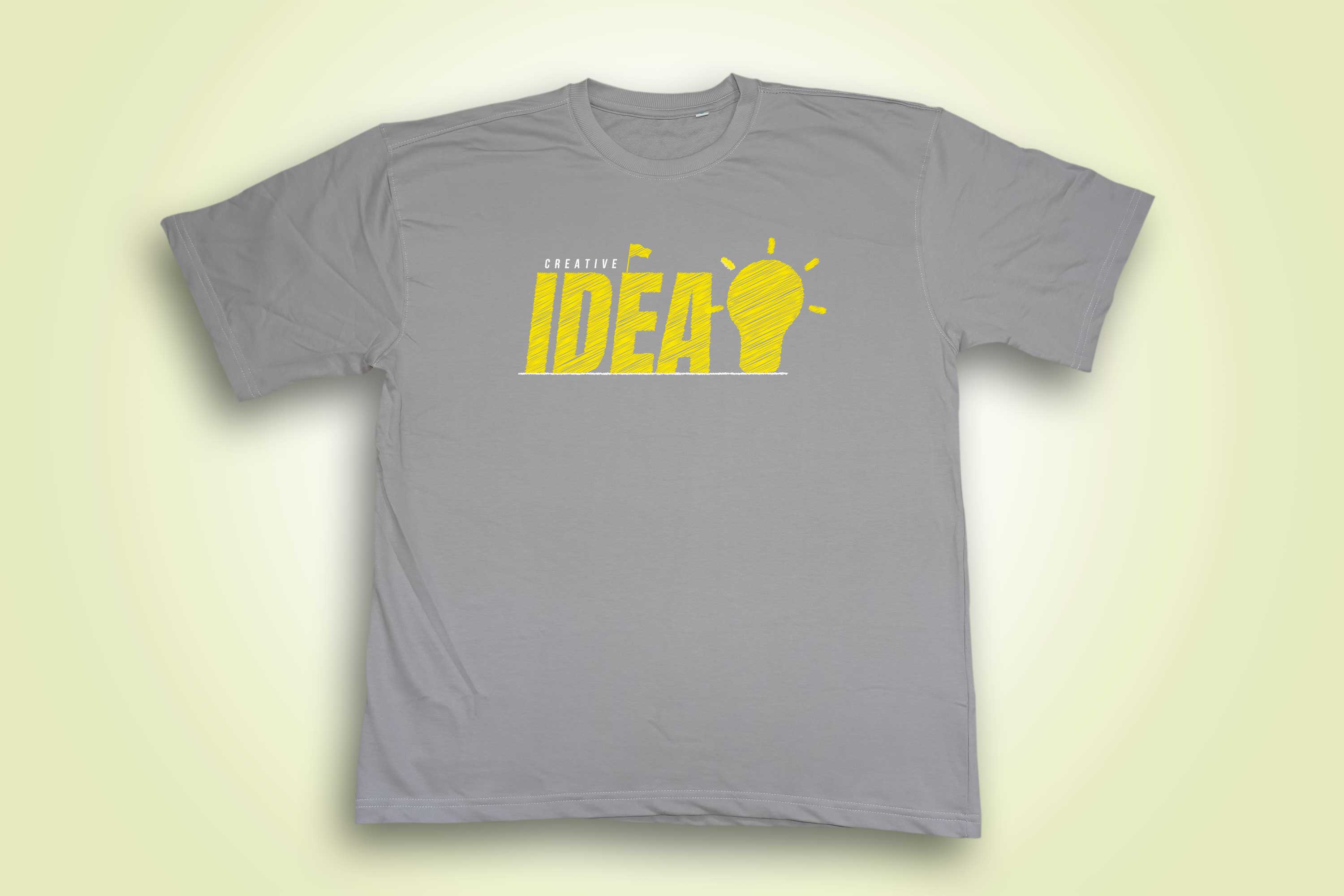 Premium Creative Idea Oversized T-Shirt – Grey with Yellow Print