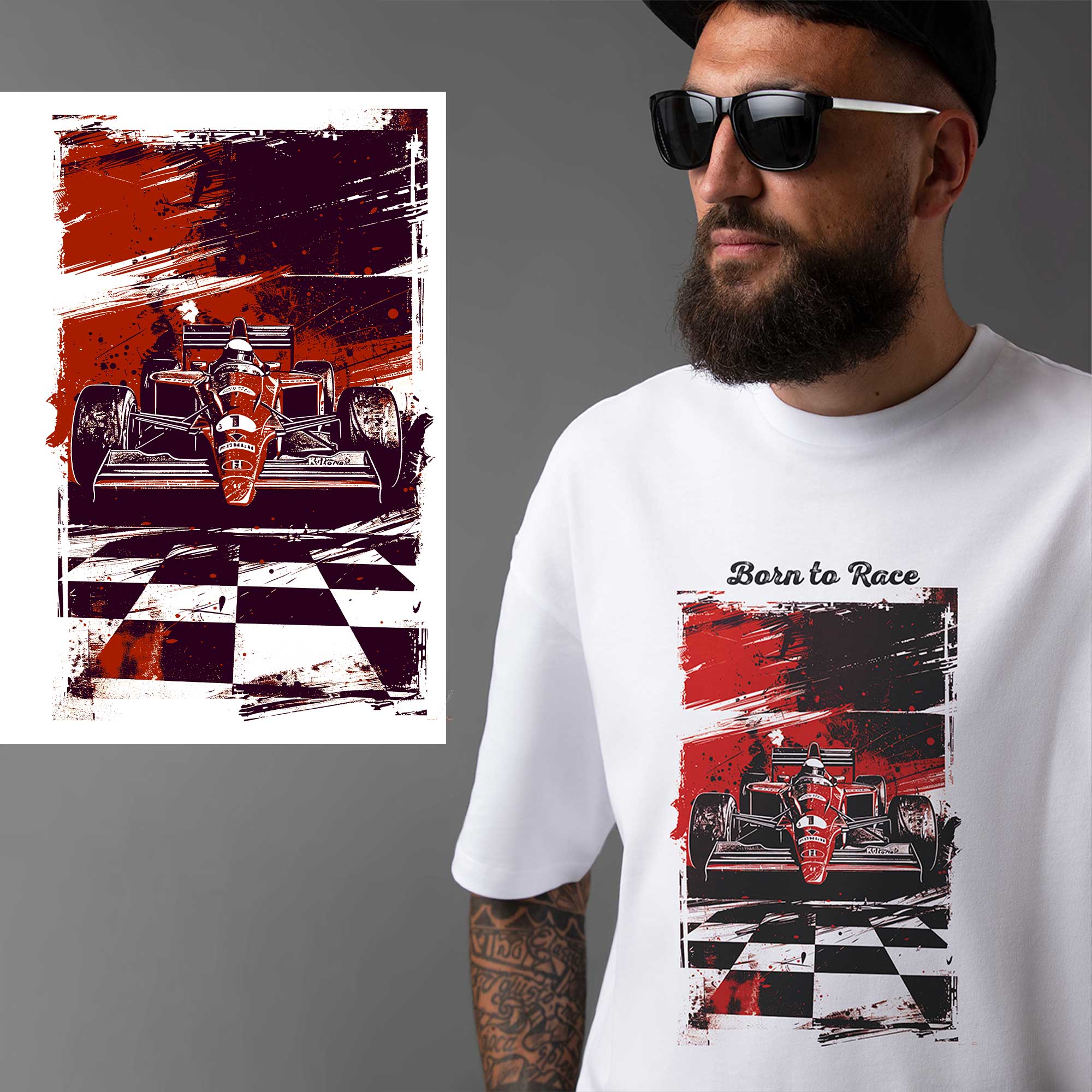 Born to Race Oversized Premium T-Shirt – White