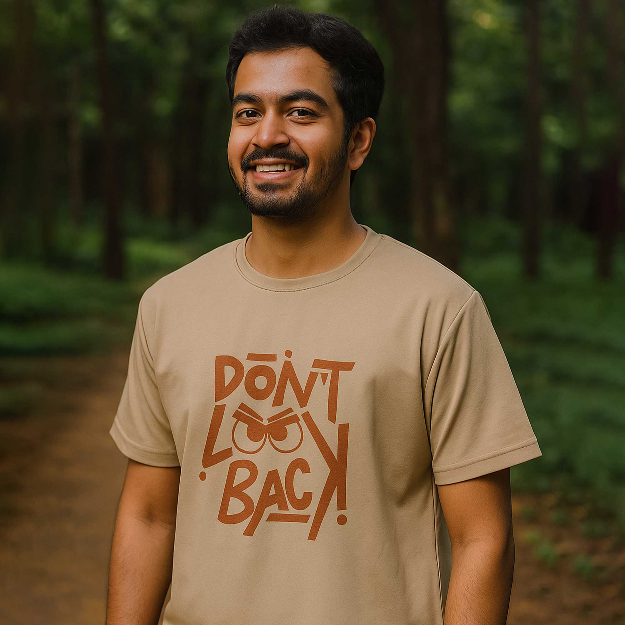 Don’t Look Back – Premium Regular Fit, Beige T-Shirt