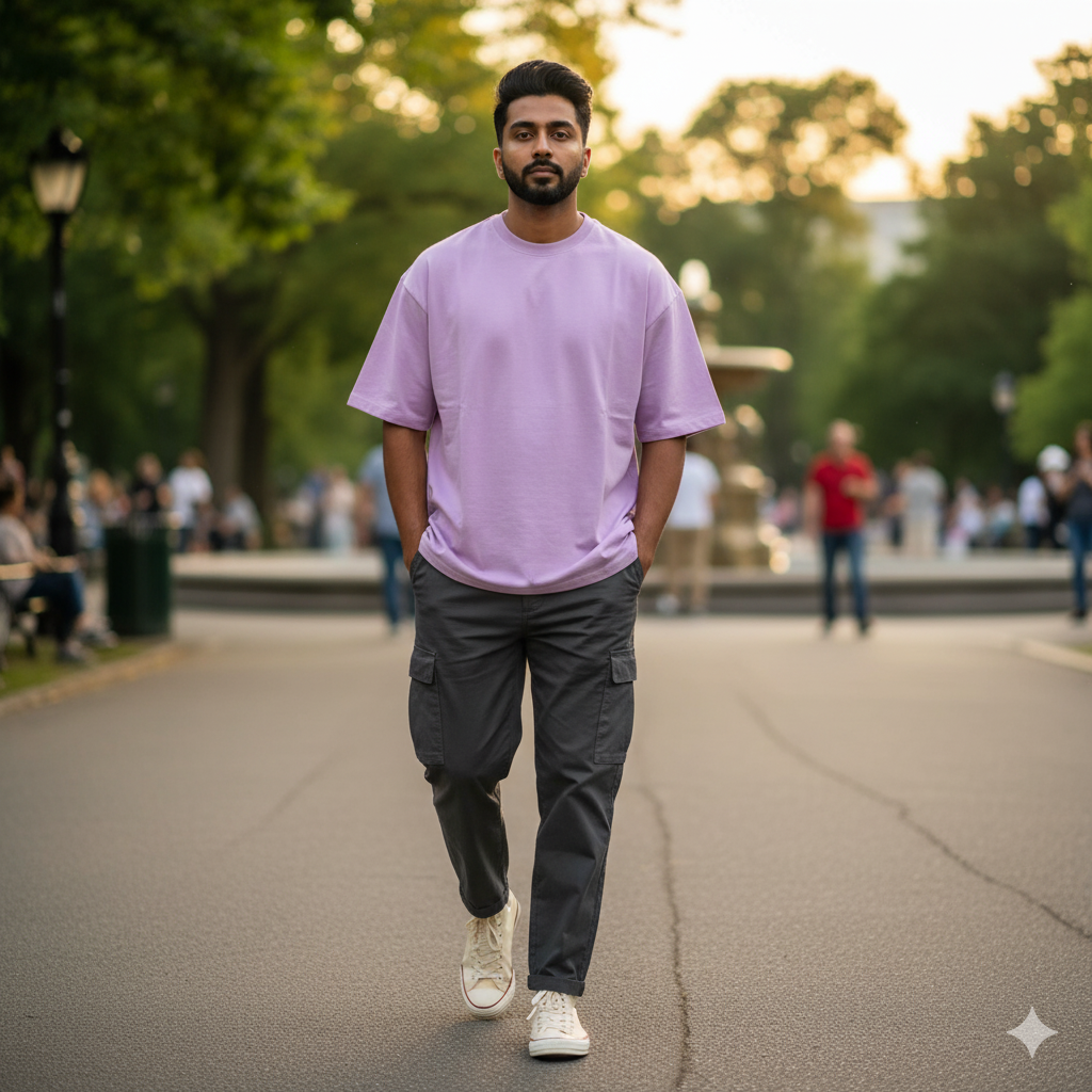 Lavender Oversized Premium Cotton T-Shirt