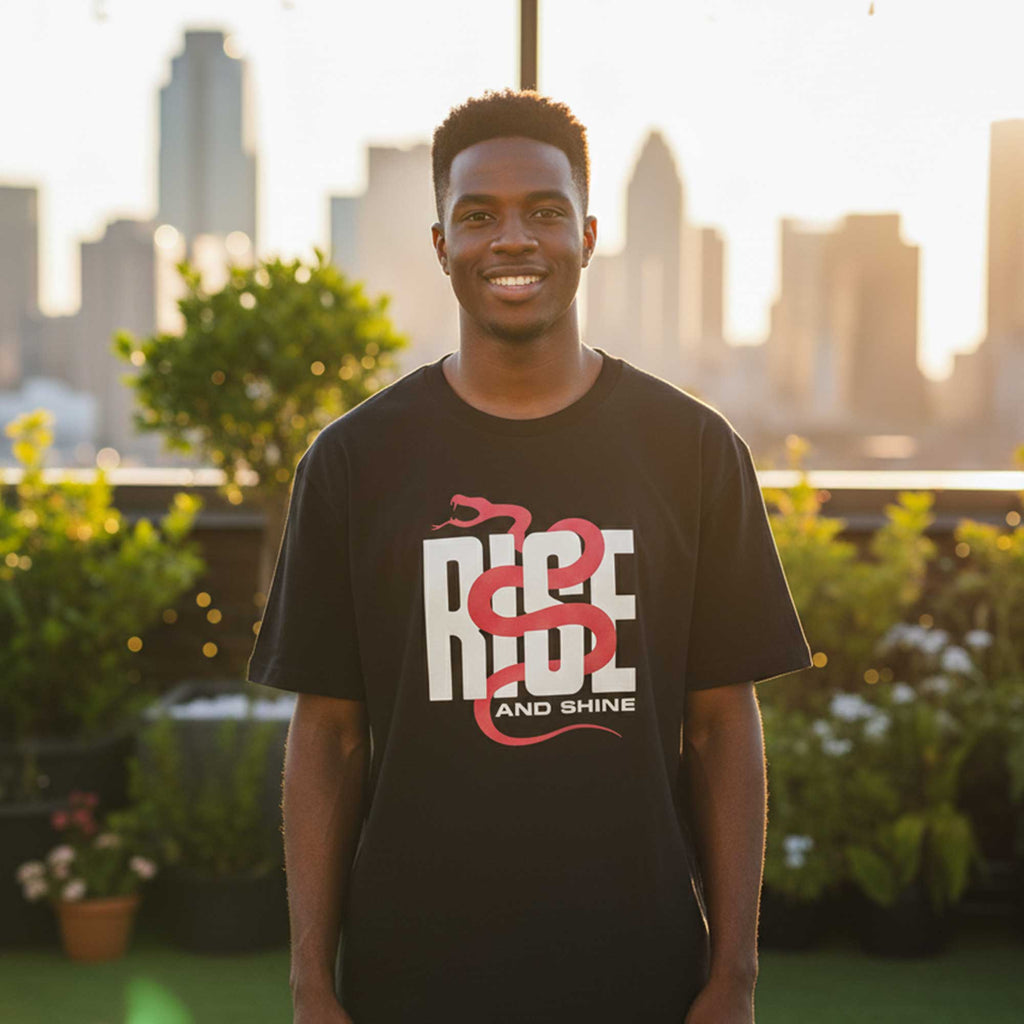 Rise and Shine💪🔥 – Premium Oversized Black T-Shirt