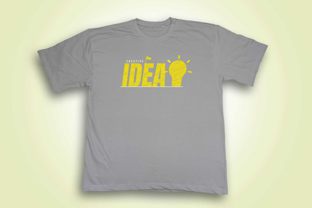 Premium Creative Idea Oversized T-Shirt – Grey with Yellow Print